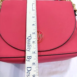 Steve Madden Pink Melodie Crossbody Bag Gold SM Logo Flap Messenger Purse 9"x7"‎ thumbnail 13