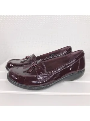 Clarks Collection Ashland Bubble Burgundy Patent Leather Loafers 7.5 thumbnail 3
