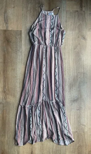 THML Pink Geo Print Midi/Halter Dress Size Small Adjustable Straps boho cottage thumbnail 1
