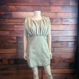 Zara NEW Denim Mini Y2K Dress Distressed Normcore Grunge Clean Girl Casual M thumbnail 3