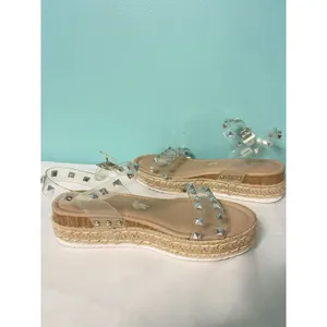Cushionaire Sandal Womens 9M Clear Slip On Ankle Strap Toe‎ Casual Comfort bin1 thumbnail 5