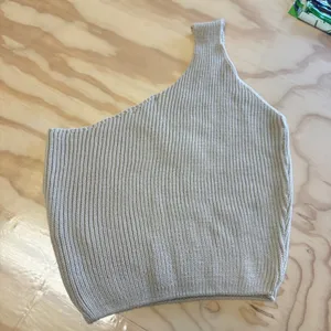 NWT Nasty Gal Collection One Shoulder Knitted Lounge Top Oatmeal‎ Beige Small thumbnail 2