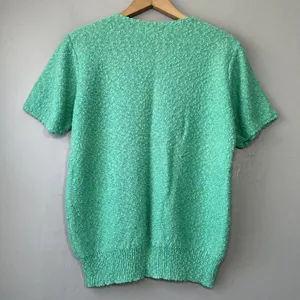 80s Vintage Pointelle Sweater Size L Green Dainty Cottagecore Summer Romantic thumbnail 5