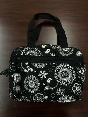 ThirtyOne Boutique Black and White Floral Print Cosmetic Bag thumbnail 1