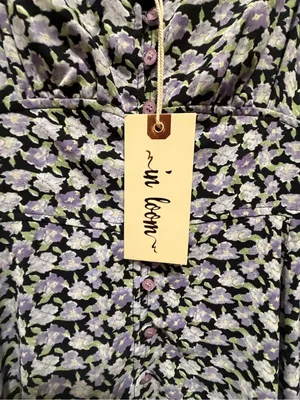 NWT In Bloom Floral Midi Slip Dress Lace Trim Button Front Cottagecore L thumbnail 11