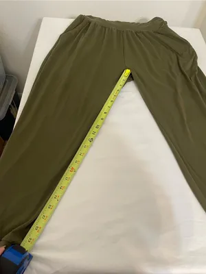 Source Unknown Olive Green Draped Jogger Pants thumbnail 4