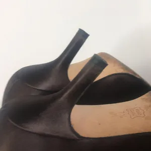 Vaneli womens brown bow kitten heel satin pump size 7.5 with box​ thumbnail 9