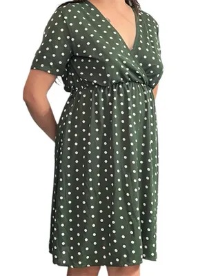 Green white polka dot dress. Size L thumbnail 2