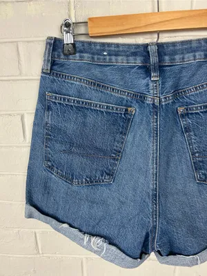American Eagle Crossover Waist Highest Rise Denim Mom Shorts Size 6 thumbnail 12