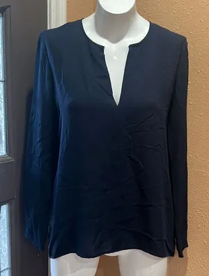 Theory v neck long sleeve silk blouse thumbnail 1
