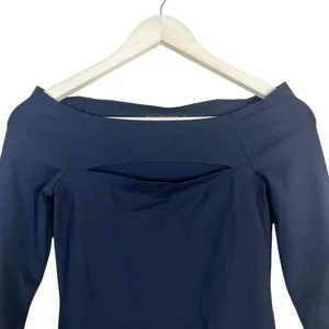 Abercrombie & Fitch Cutout Off-Shoulder Bodice Black Chic Long Sleeve Size XS thumbnail 3