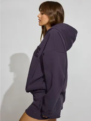 NWOT Garage Ultrafleece oversized Hoodie in plum with Chenille logo size s/m thumbnail 6