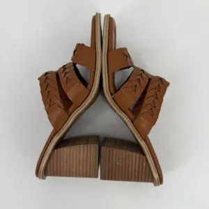 Marc Fisher Melita Brown Woven‎ Block Heel Sandals Womens 8M Casual thumbnail 4