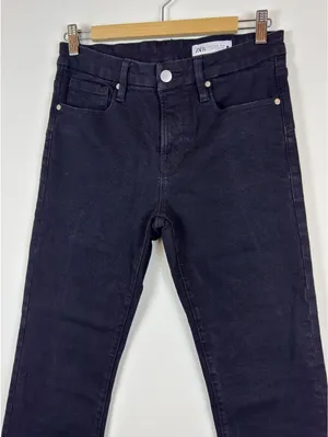 Zara Women’s Black High Rise Flare Bootcut Stretch Jeans Size 6 thumbnail 4