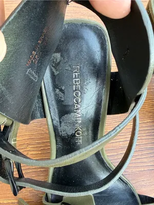 Rebecca Minkoff Leather Block Heel Sandals Women 6.5 Olive Green Buckle thumbnail 4