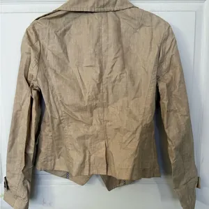 Banana Republic Linen Trench Coat Jacket Tan Size Small Petite Short Trench thumbnail 4