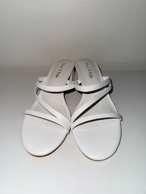 Shoe’N Tale White Strappy Chunky Block Sandals Heels Bridal Wedding New thumbnail 2