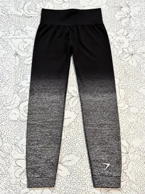 💥Gymshark Ombré Seamless High Rise Leggings Black Gray Gradient Sz S 💚 thumbnail 3