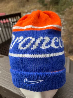 Nike Denver Broncos Blue Orange Acrylic Beanie Hat One Size thumbnail 1
