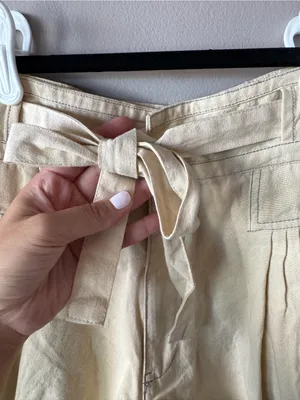 Free People One Womens Ivory Penny High-Waisted Paper Bag Tie Waist Short Size 2 thumbnail 6