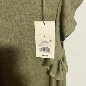 a new day Olive Ruffle Sleeve Tee thumbnail 2
