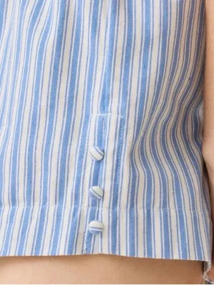 Altar'd State High Rise Blue White Striped Pajama Lounge Shorts Cotton NWT XXL thumbnail 12
