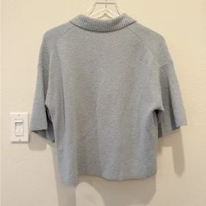MADEWELL Holmden Button-Front Polo‎ Sweater in Dusty Pool size Small thumbnail 3