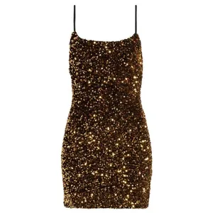 BP Mini Sequined Dress in Gold Scoop Neck Night Out Size Extra Small NEW thumbnail 6