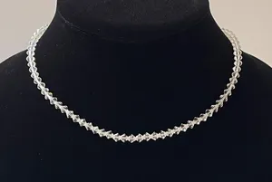 Vintage 50s Faceted Crystal Necklace Aurora Borealis MCM thumbnail 1