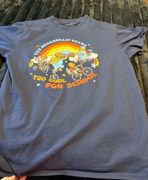 Navy 'Too Cool For School' Graphic Tee Blue Size L thumbnail 1
