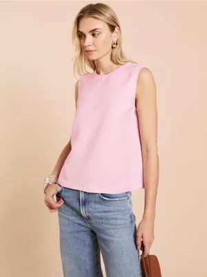 NWT CAARA Ona Top Size XL Linen Few Moda tank blouse light pink thumbnail 3