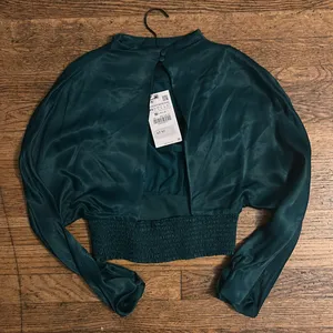 Zara Emerald Green Silky Blouse! thumbnail 1