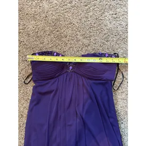 Xscape By Joanna Chen Purple Beaded Strapless Chiffon Mini Dress Sz 4 Homecoming thumbnail 7