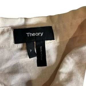Theory Tie Front 100% Linen Top Womens P Minimalist Capsule Short Sleeve thumbnail 2