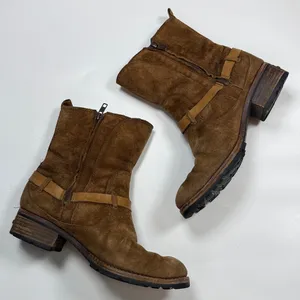 Ugg Endell Chestnut Suede Harness Strap Sherpa Lined Boots S-485 Sz 8 thumbnail 3
