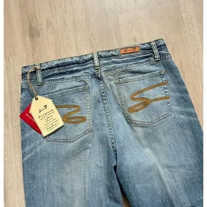 Seven7 Jeans Womens 16 Blue Denim Bootcut High Rise Whiskered Outdoors thumbnail 2