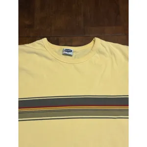 Old Navy Yellow Stripe Graphic T Shirt Mens XL Short Sleeve Cotton Casual Retro thumbnail 2