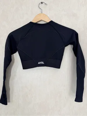 AYBL Women’s Reflex Seamless Crop Top Shirt Longsleeve Thumbholes in Black S thumbnail 5
