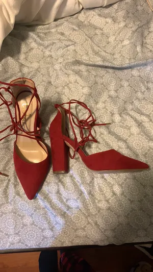 Lulus Red Lace-Up Heels thumbnail 3
