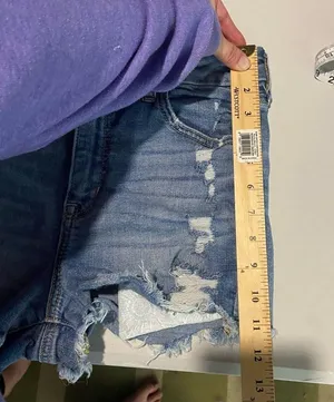 American Eagle Size 4 Curvy High Rise Shortie Light Wash Distressed Jean Shorts thumbnail 3