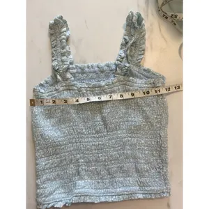 Abercrombie‎ Fitch Top Womens XS Blue Polka Dot Crop Tank Y2K Vintage Baby Blue thumbnail 4
