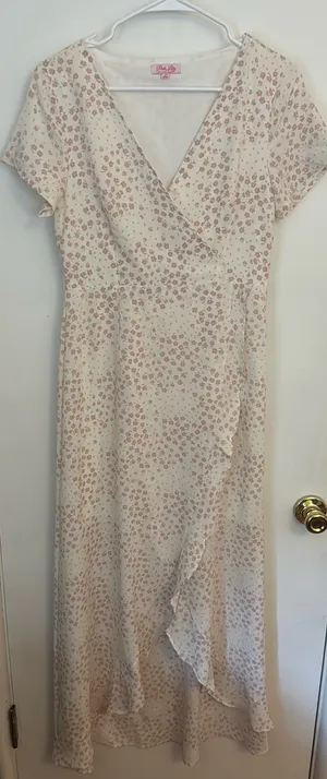 Pink Lily Floral Print Dress Maxi thumbnail 1