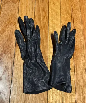 Vintage French Leather Gloves Silk Lined Hand Cut Evening-wear Formal Wedding guest Prom or daily sun cover Versatile Whimsygoth thumbnail 2