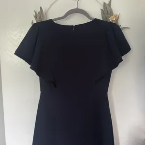 LOFT Navy Flutter Sleeve V-Neck Fit & Flare Dress Size 0 thumbnail 7