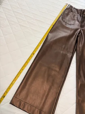 Maeve Anthropologie Colette Metallic Faux Leather Crop Wide Leg Pants 23 Y2K Moto Chic thumbnail 7