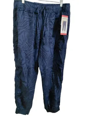 Orvis Blue Navy Leaf Print Jogger Pants M (~18” Waist) NWT thumbnail 2