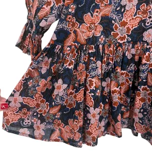 Anthropologie Sundry‎ Boho Floral Print Long Sleeve Tiered Mini Dress Size Small thumbnail 11