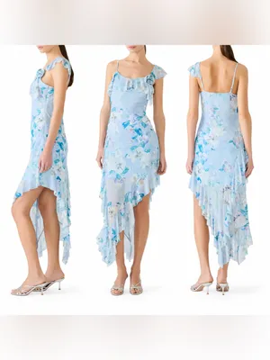 NWT Steve Madden Sorellia Floral Asymmetrical Ruffle Dress M $79 thumbnail 2
