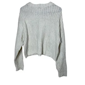 American Eagle Cream/off white Chunky Knit Cropped Sweater Womens Medium thumbnail 5
