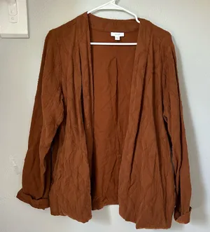 Pure J.Jill Textured Loose Fit Open Front Cardigan Pockets Brown Size large thumbnail 1